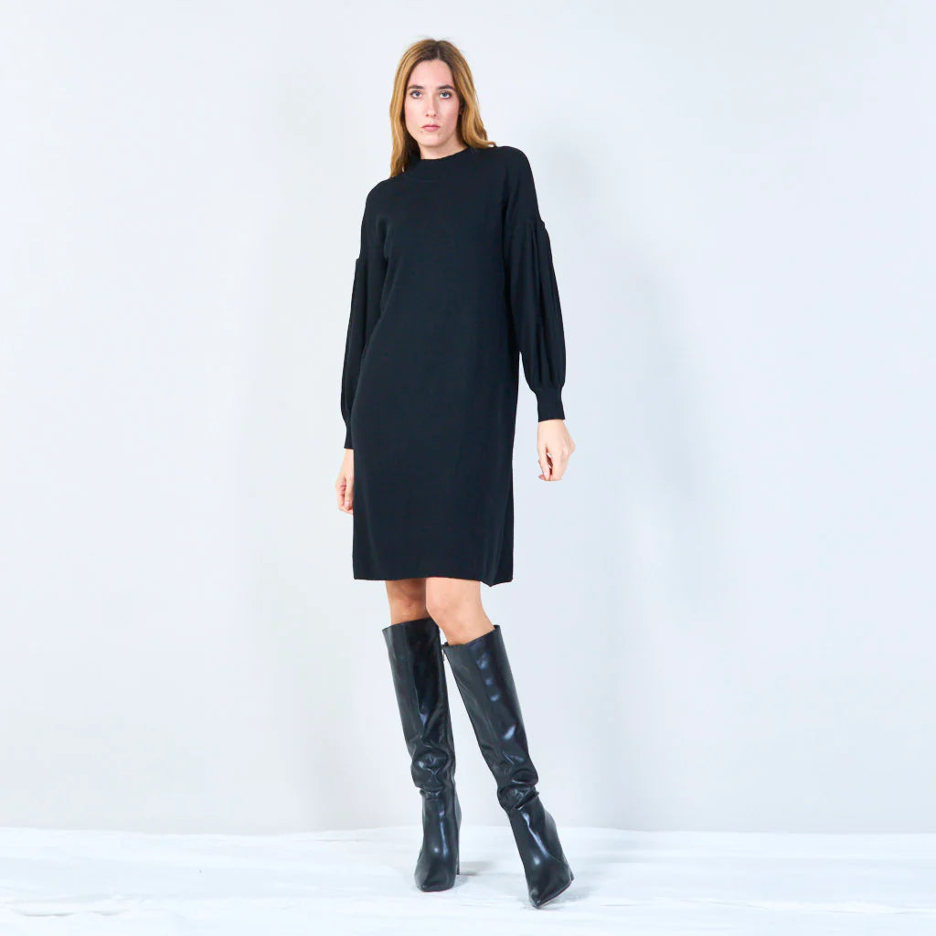 Classic ribbed turtleneck knit dress